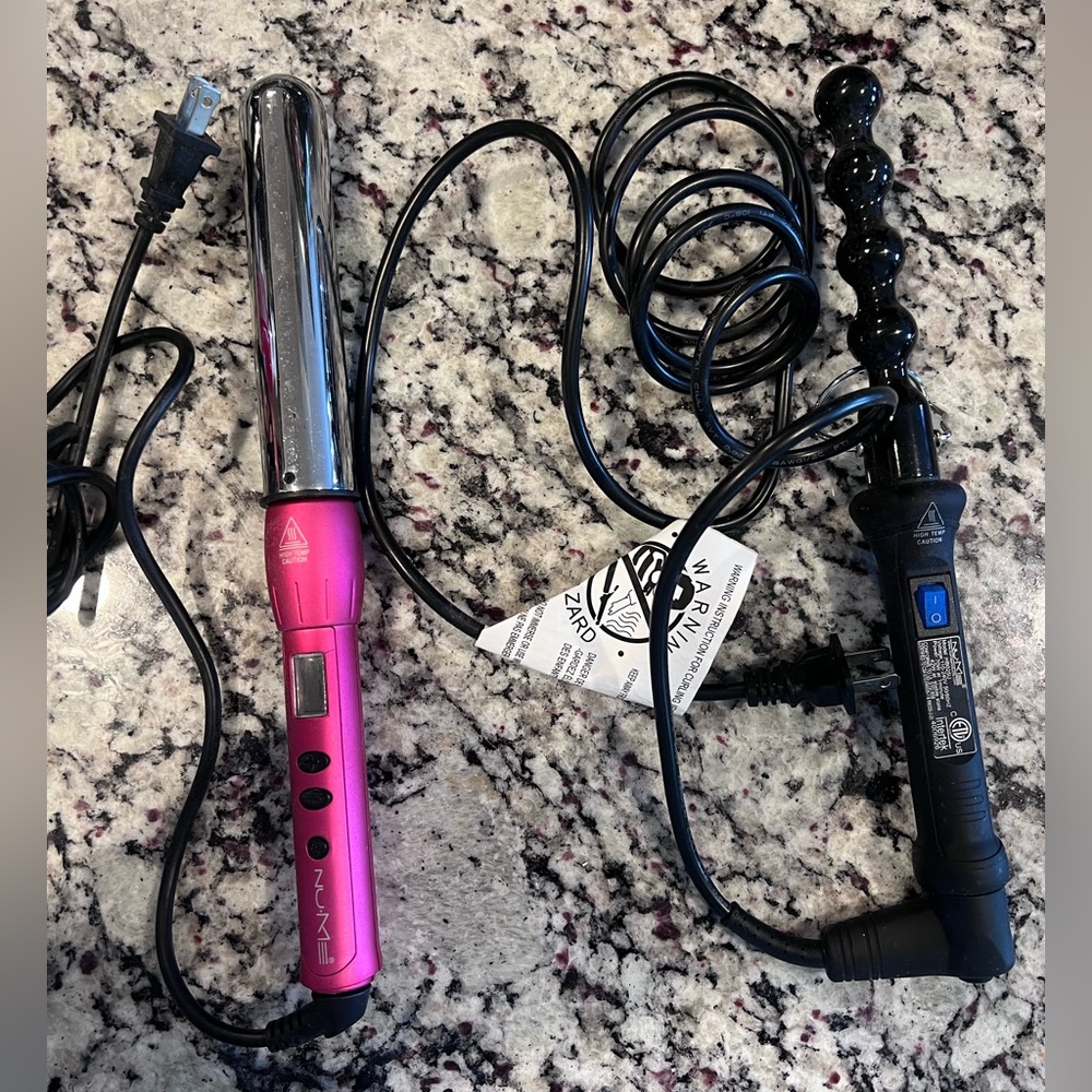 Set of NuMe curling wands - 32MM barrel pink wand and pearl curling wand
